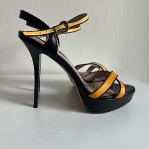 Carlo Pazolini Chic Black and Yellow Strappy Heels